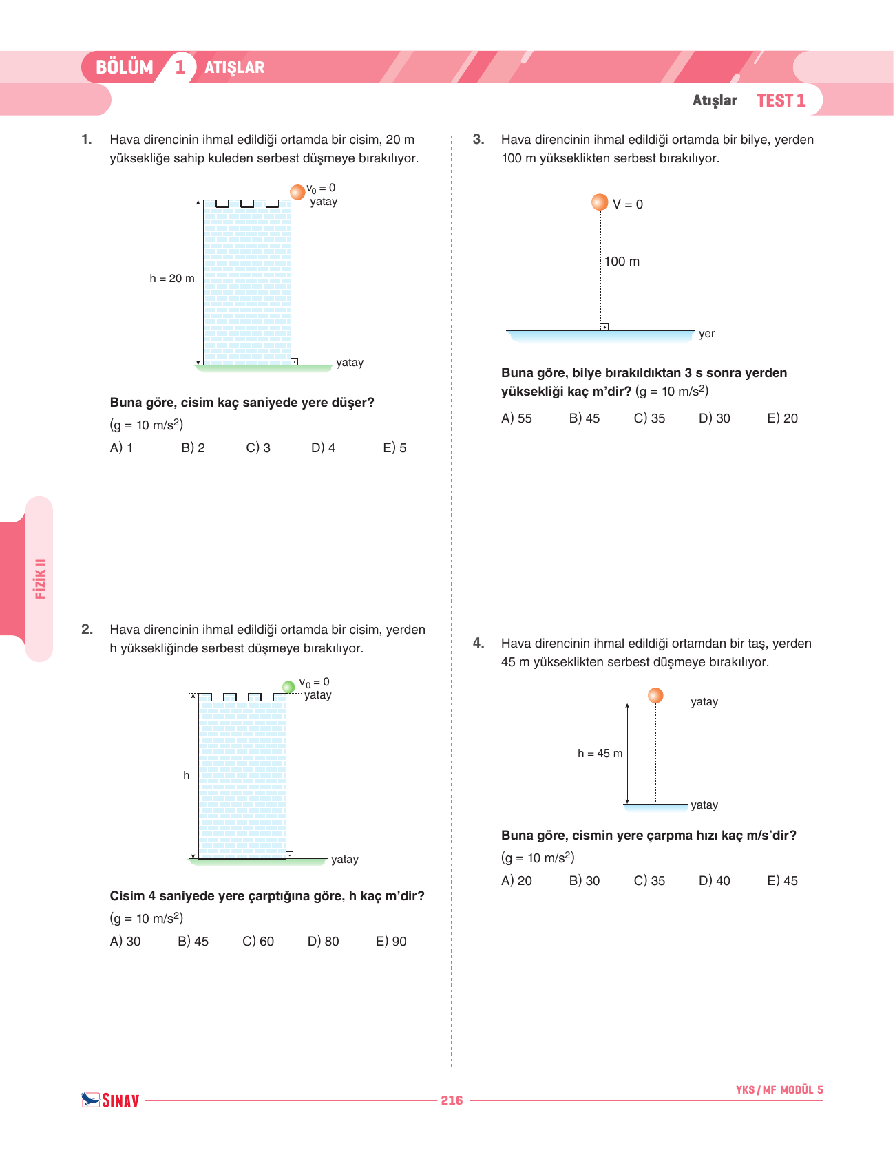 2026 12.Sınıf YKS MF Fizik II Soru Modülü 5