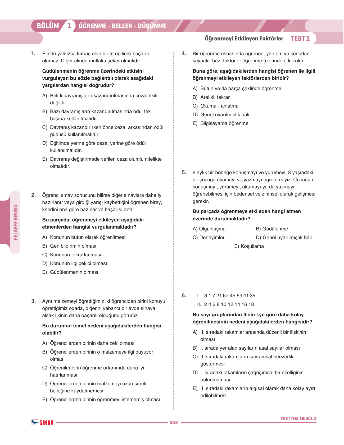 2026 12.Sınıf Felsefe  Grubu Soru Modülü 3